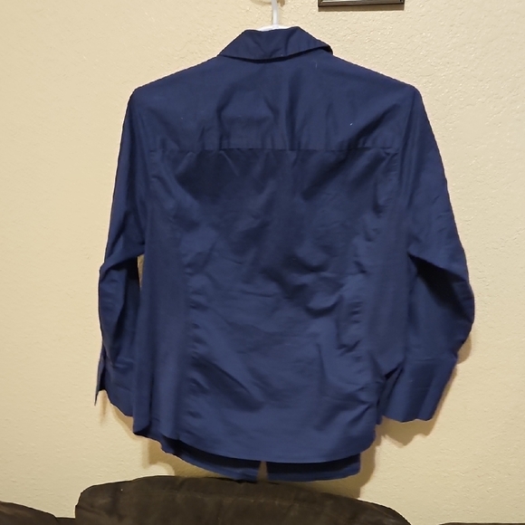 Zac & Rachel Dark Blue Pleated Button DownWith Stretchable Soft Cotton Sides. - Picture 2 of 5